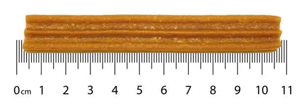 Pawfect Chews dental chew next to a ruler, about 105 mm long