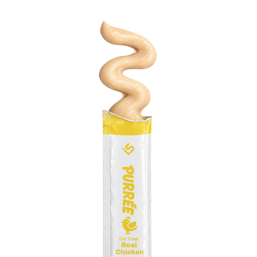 PURRÉE Real Chicken Lickable Purée Cat Treats, 2.1 oz (5 × 12 g Tubes)
