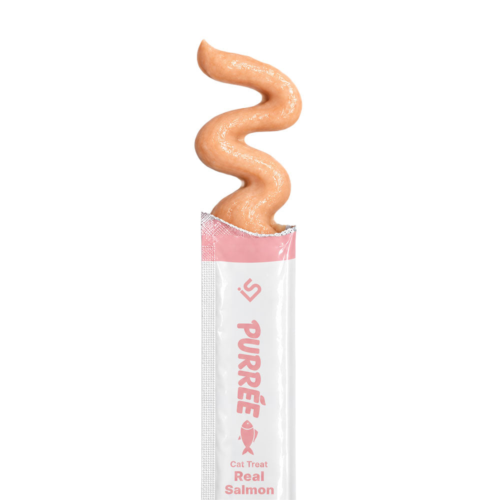 PURRÉE Real Salmon Lickable Purée Cat Treats, 2.1 oz (5 × 12 g Tubes)